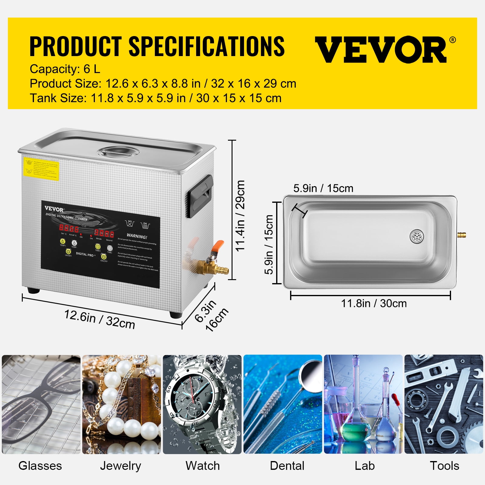 Knopbediening Ultrasoon Reiniger 15L, Ultrasoon Reinigingsapparaat met Verwarming, Sieradenreiniger Ultrasoon 230V, Digitale Ultrasoon Reiniger 400W Ultrasoon Reinigingsapparaat 40kHz | NL