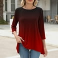 thumbnail image 2 of aidice 3/4 Length Sleeve Womens Tops Casual Round Neck Shirts Loose Comfy Gradient Color Tee Shirts, 2 of 6