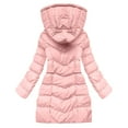 thumbnail image 4 of Maqroz Long Down Jacket Women Knee Length Warm Quilted Coats Fleece Lined Heavy Winter Coats Zip Up Thermal Heavyweight Parka Jackets with Hood and Zipper Pockets Outerwear, Pink XL, 4 of 9