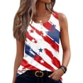 thumbnail image 2 of 4th Of July Shirts for Women Stars and Stripes Print Sleeveless Scoop Neck Botton Down Tunics Celebration Soft Summer Workwear T-Shirts,M,#01 White, 2 of 5