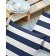 thumbnail image 2 of Pack of 2 Outdoor Pillow Covers, Navy Blue and White Horizontal Stripes Pattern Waterproof Square Throw Pillowcase Cushion Decorative Pillow Covers for Couch Patio Tent, 24x24 in, 2 of 6