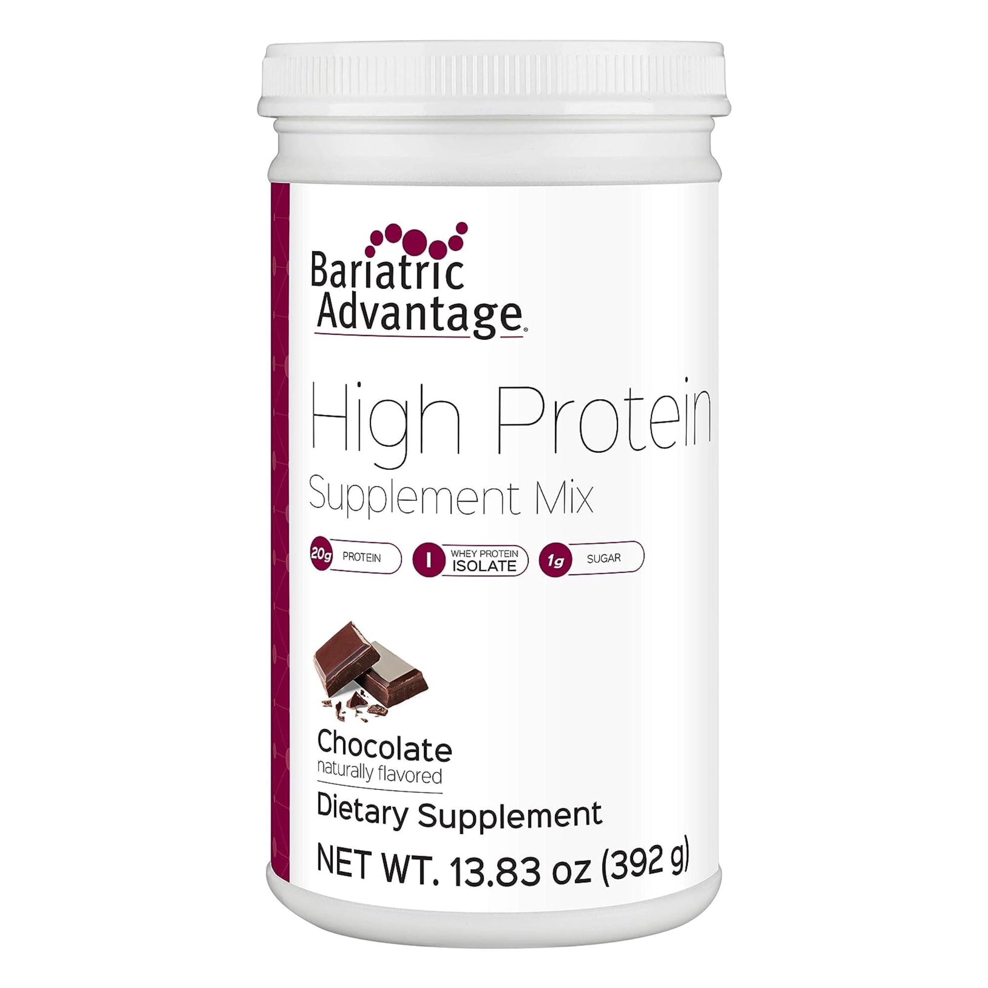 Bariatric Advantage High Protein Supplement Mix - Bariatric Protein Powder - 20 g Protein - For Pre- & Post-Bariatric Surgery Patients - With Iron, Calcium & More - 14 Servings - Chocolate