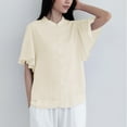 thumbnail image 3 of Camisas de Manga Corta para las Mujeres Casual, Botón de Cuello en V de la Moda de Verano, Top Suelto/Camisa Casual, 3 of 8