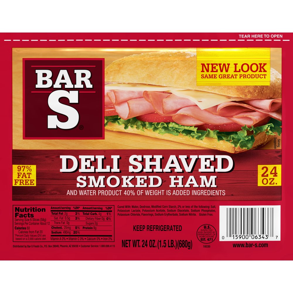 Bar S Deli Shaved Smoked Ham, 24 Oz.