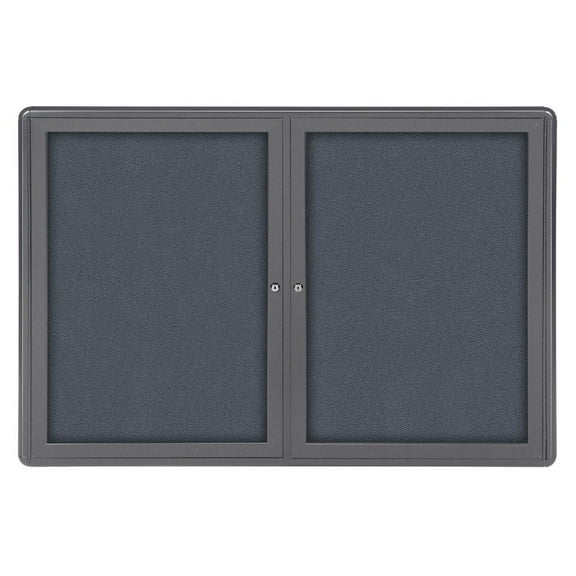 Ghent 34"x47" 2-Door Ovation Gray Fabric Bulletin Board - Gray Frame