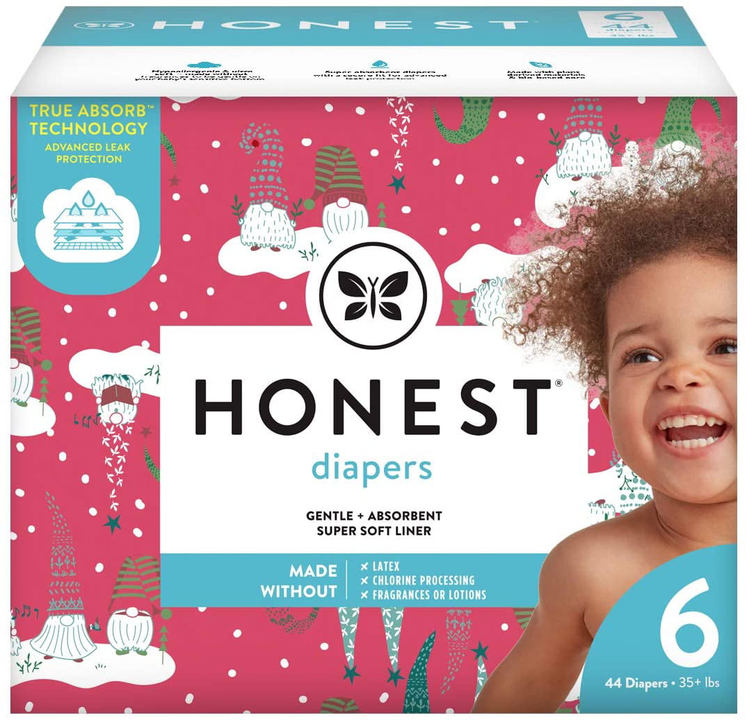 Size 5 50 Count Gnomies for Life The Honest Company Club Box Diapers with Trueabsorb Technology 