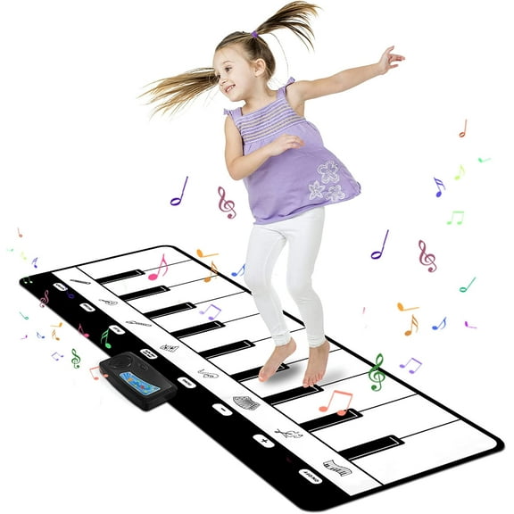 Piano Musical Mat, Musical Toys Floor Piano Keyboard Mat with 8 Instruments Sounds Music Dance Touch Playmat, Early Educational Toys Gifts for 1 2 3 4 5 Year Old Boys Girls Toddlers