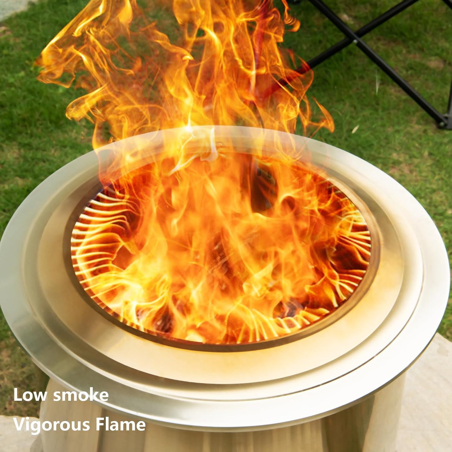 Smokeless Fire Pit,22 Inch Stainless Steel Firepit, Outdoor Wood Burning Fire Pit with Cover,Smokeless Firepits for Outside Backyard Patio Garden Camping Bonfire