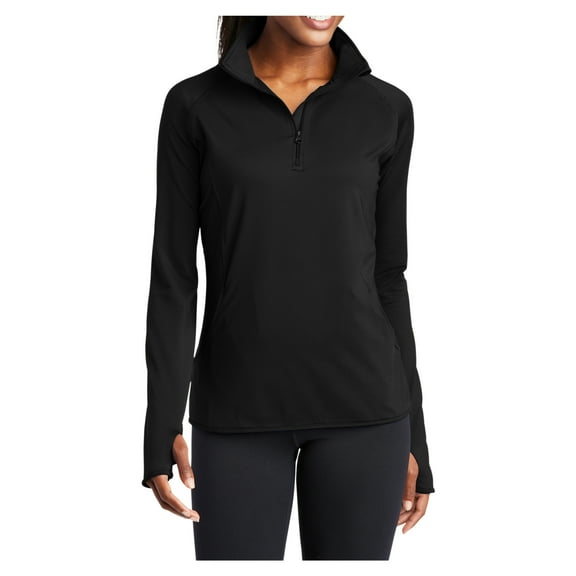 Womens Sport Wick Stretch 1/2 Zip Polyester/Spandex Pullover Black XS