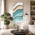 thumbnail image 2 of Canvas Wall Art, Teal Brown Ombre Framed Canvas Prints for Bedroom Dining Room, Modern Abstract Moire Art Geometric Oversized Gallery Wrapped Wall Decor for Home Office, Gifts, 20"x40" Ship Next Day, 2 of 9