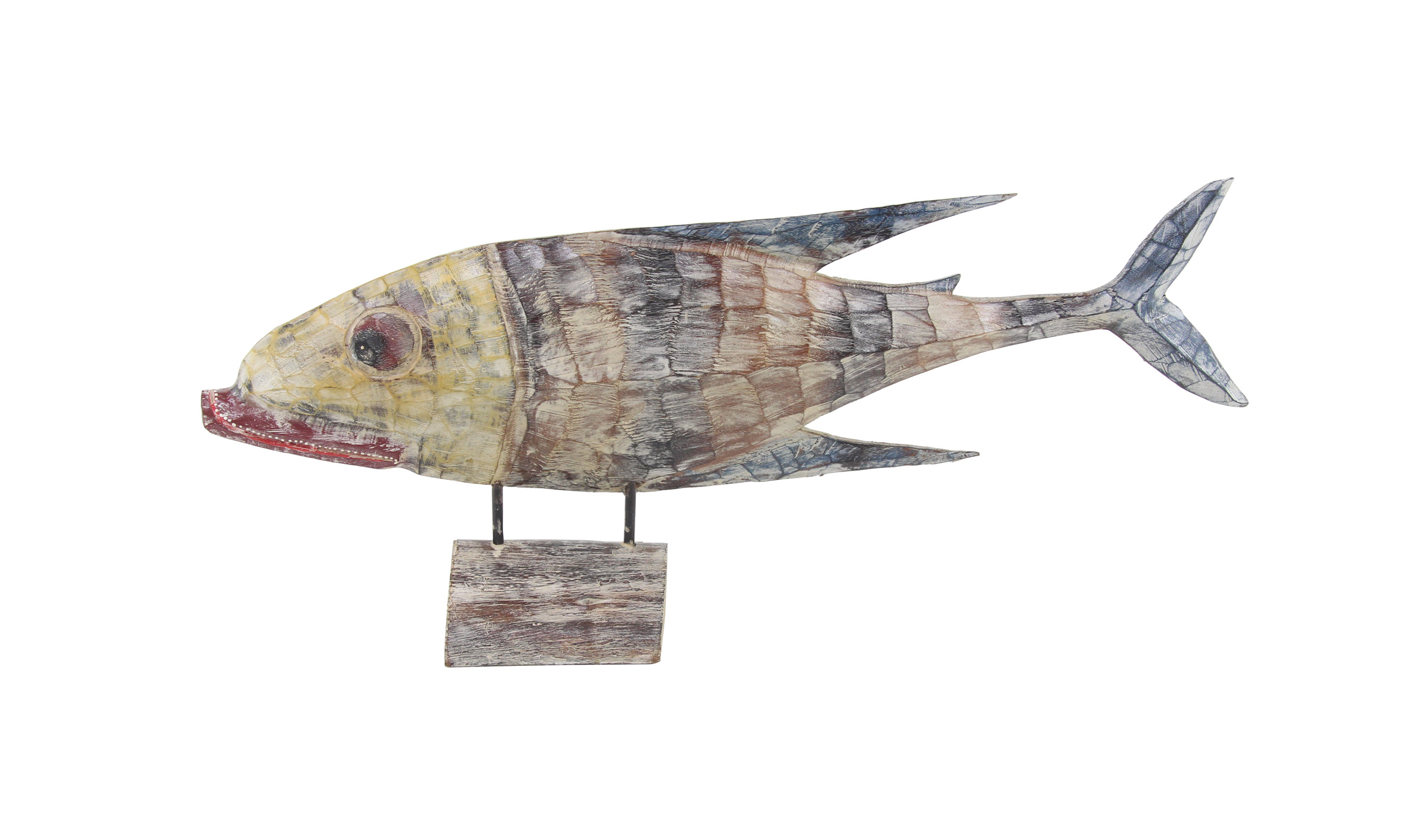 Coastal 18 X 40 Inch Wooden Fish Sculpture