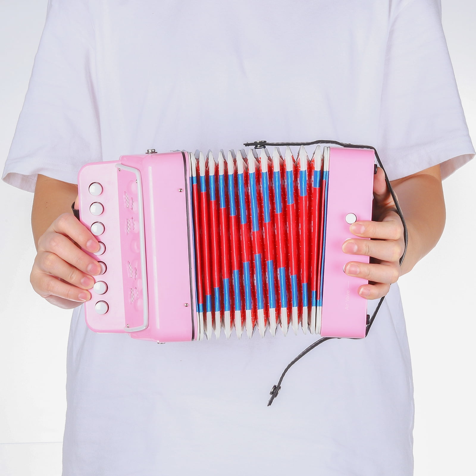 Uxcell Accordion 10 Keys Button Accordion Mini Musical Instrument Gifts for Children Beginners Educational, Pink