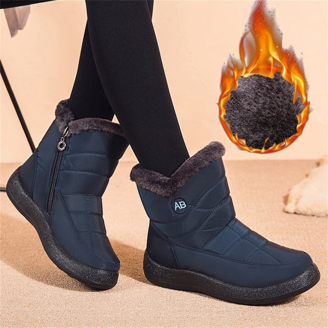 Zapatos de algodón para mujer, botas de nieve cálidas para invierno para mujer, botas de algodón impermeables con cremallera lateral para mujer Wmkox8yii ghj1351