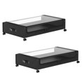thumbnail image 3 of Contenedor de almacenamiento de contenedor de almacenamiento en la tapa transparente a prueba de polvo con ruedas para zapatos Toalla Organización de Cuadrado negro, 3 of 8
