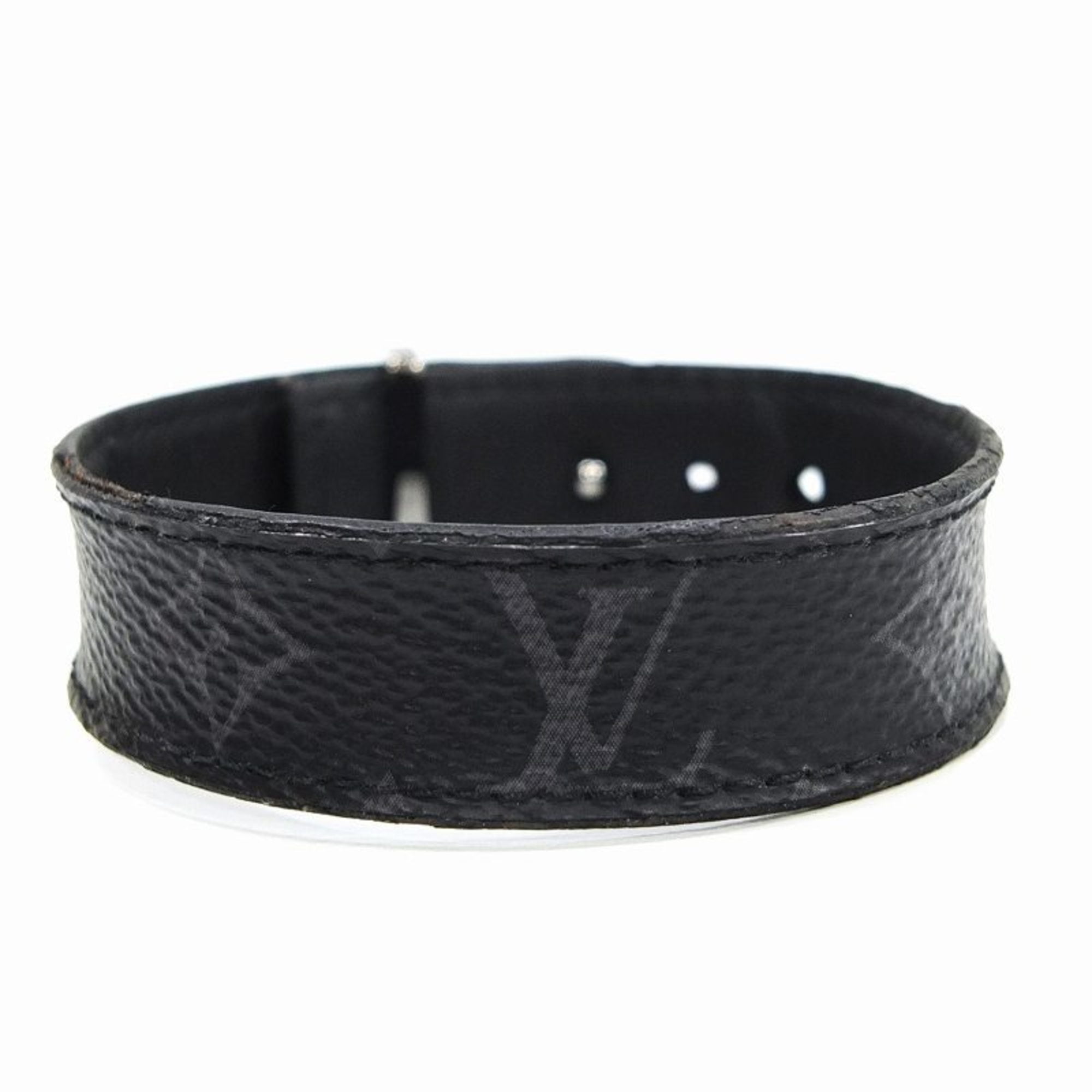 Louis Vuitton Monochain Reverso Bracelet Monogram Eclipse Black in  Canvas/Calf Leather with Aged Silver-tone - US