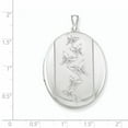 thumbnail image 3 of 925 Sterling Silver Butterflies 34mm Oval Locket Pendant Charm, 3 of 7