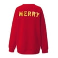 thumbnail image 5 of Sweatshirt for Women Crewneck Long Sleeve Oversized Fleece Pullover Christmas Letter Print Blouse Fall Winter Cozy Lounge Sweatshirt,Red,S, 5 of 5