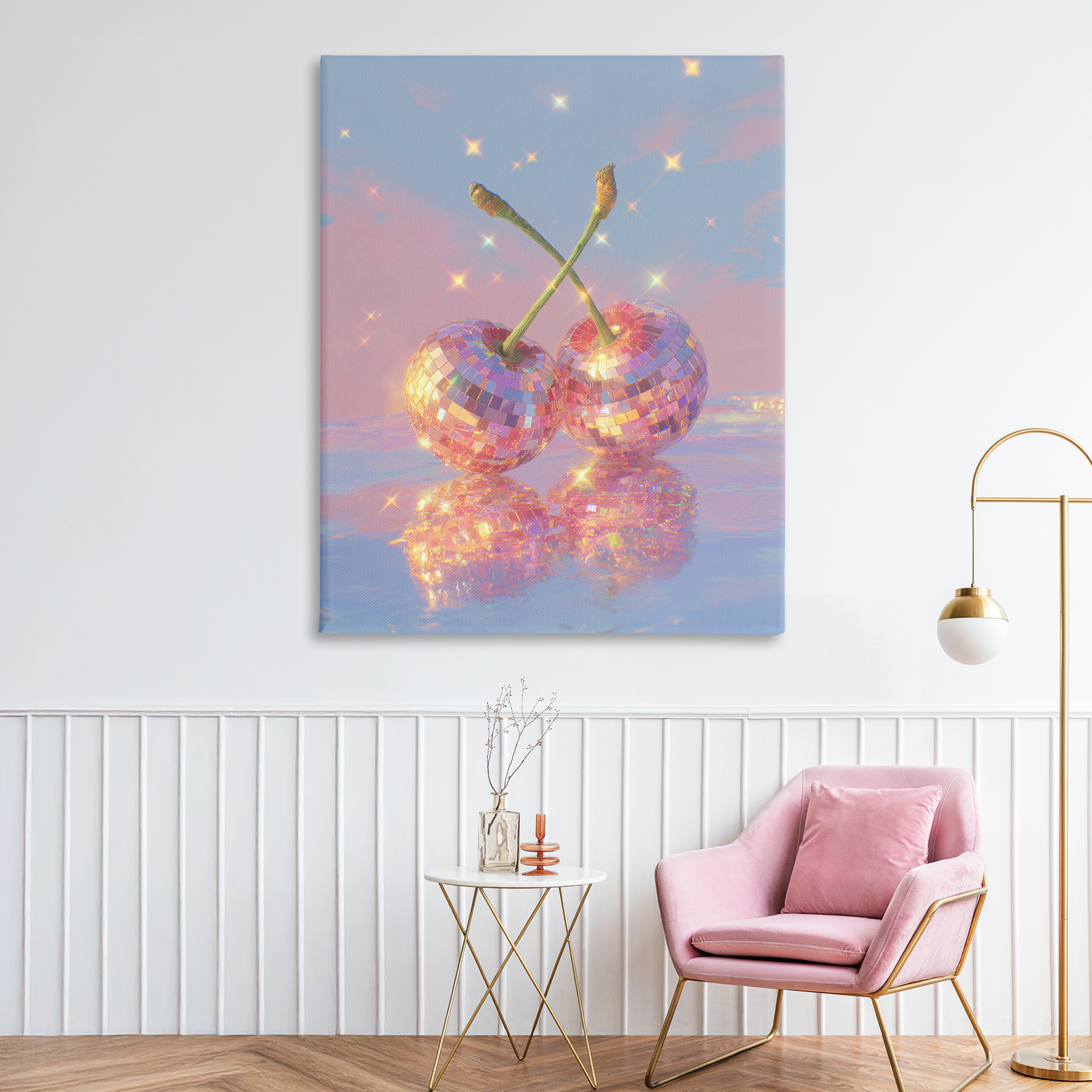 Disco Cherry Reflection Canvas Wall Art, design by Ziwei Li