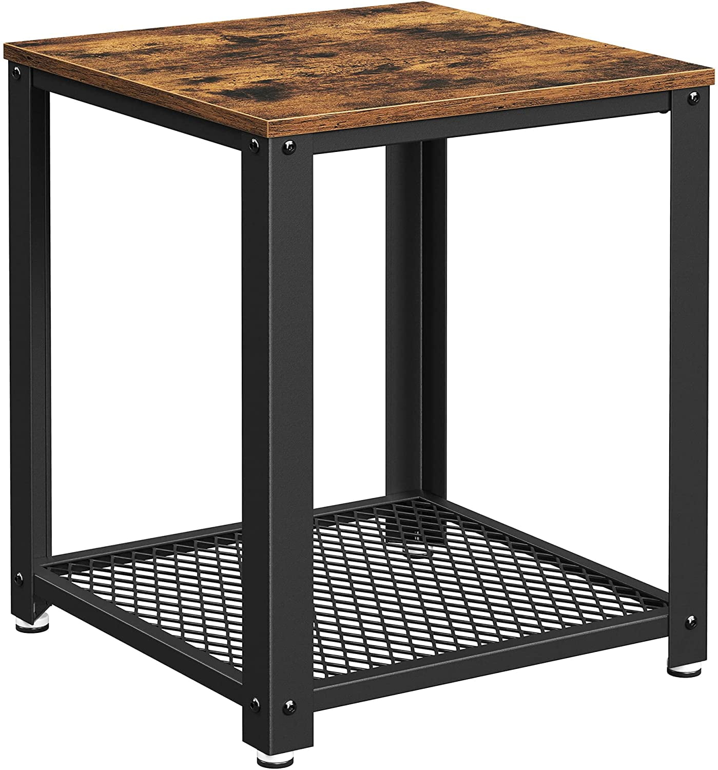 Study Square Side Table Rustic Brown and Black LET270B01 VASAGLE End Table Steel Frame Bedroom Night Table for Living Room Industrial