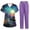 Cyan-A#1076BB, variant on Halloween Scrub Set Women Ghost Jack-O Bat Print Nurse Uniform Jogger Suit Stretch Top & Pants Nurse Uniform