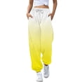 thumbnail image 1 of WERYOUNG Girls Boys Sports Pants Spring Summer Gradient Color Stretch Elastic Waist Drawstring Jogger Pants Baby Versatile Sweat Pants,Yellow,7-8 Years, 1 of 6