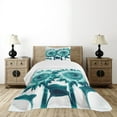 thumbnail image 2 of Ambesonne Teal Quilted Bedspread Set 2 Pcs, Futurist Sunflowers Dreamy Art, Twin Size, Seafoam Petrol Blue White, 2 of 4