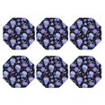 thumbnail image 2 of Pofeuu flower Skull crystal Print Leather Coasters Set of 6, Round Cups Mugs Mat Pad for Home Kitchen Heat Resistant Drink Coasters,Octagon, 2 of 7