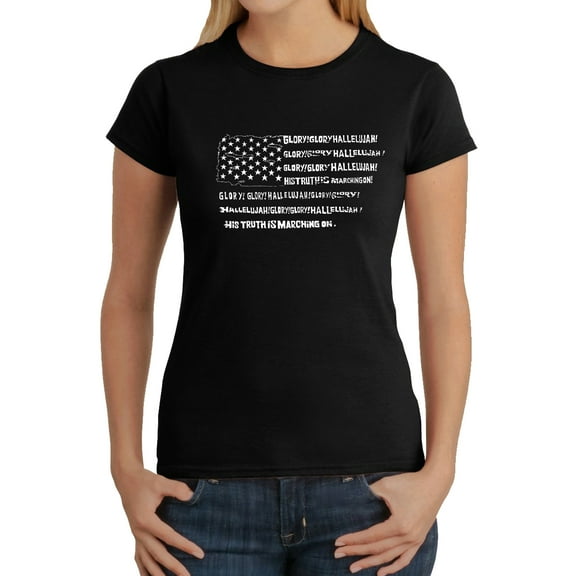 Women's Word Art T-Shirt - Glory Hallelujah Flag