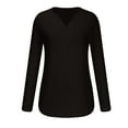 thumbnail image 4 of Tops for Women Trendy Viikei Womens Tops Long Sleeve Clearance under $5,Fashion Women's Solid T-shirt Long Sleeves Blouse V-Neck Casual Tops Black M, 4 of 6