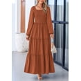thumbnail image 3 of Vestido largo PRETTYGARDEN para mujer, color marrón primaveral, 3 of 9