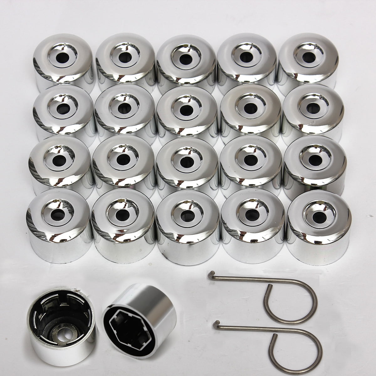 Set 20 17mm Chrome Car Caps Bolts Covers Wheel Nuts For Smart City