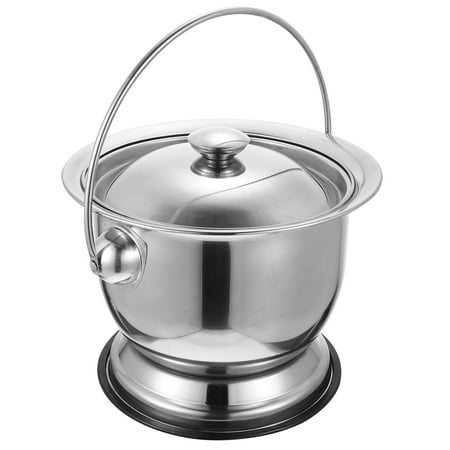 

HOMEMAXS Children Stainless Steel Spittoon Thickened Adult Chamber Pot Covered Night Urinal
