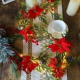 thumbnail image 3 of PALIFEUR Christmas Garland with Lights - Xmas Garland with Flower, Exquisite Soft Christmas Lights Garland for Mantle Fireplace Holiday Party Christmas Decorations, 69 inch, 3 of 9