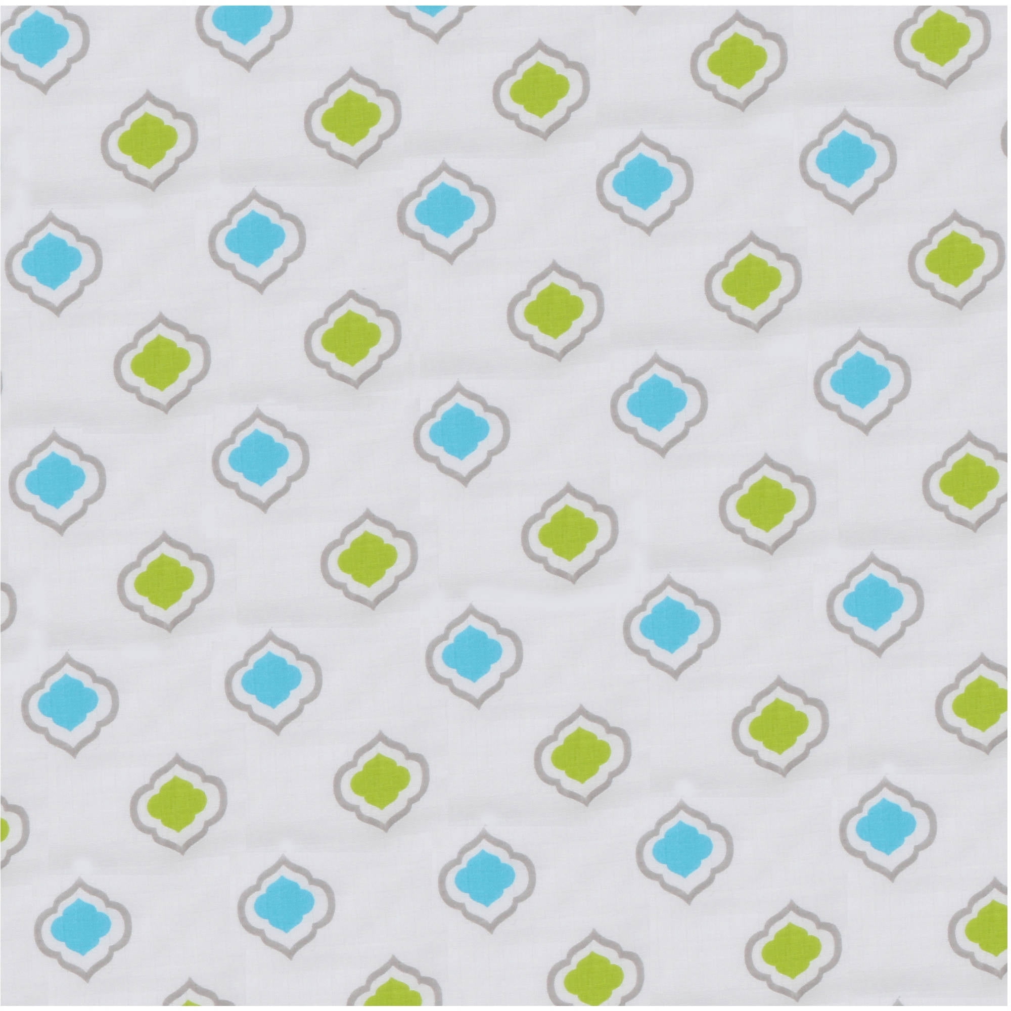 Bacati - Morocan Tiles Crib/Toddler Bed Fitted Sheets 100% Cotton Muslin 2 Pack, Aqua/Lime/Gray