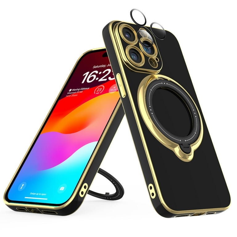  TINTON Elegant Luxury Phone Cover Compatible with iPhone 15 Pro  Max Case, Love Heart Plating Case, with Perfume Mirror Stand Cute Women  Girly Designer Cases, Black : Cell Phones & Accessories