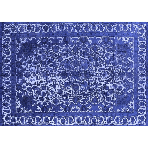 Ahgly Company Indoor Rectangle Oriental Blue Industrial Area Rugs, 2' x 5'