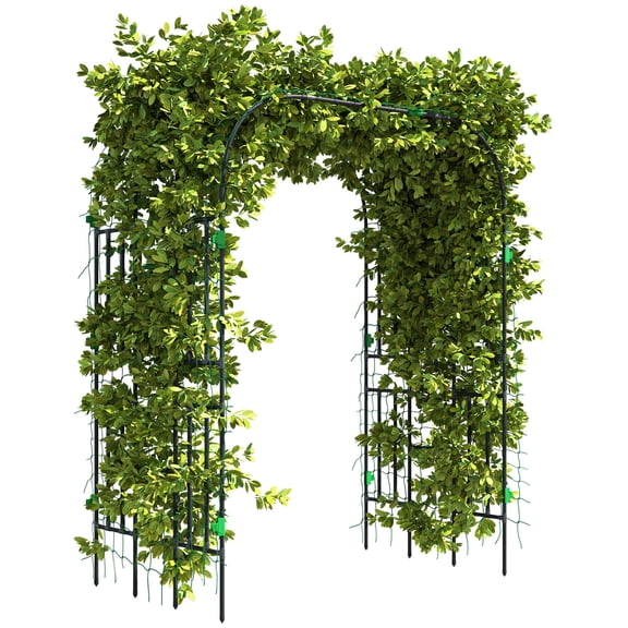 Dranite 8 FT Tall Garden Arch Trellis for Outdoor Decor,Metal Plant Support with Climbing Net