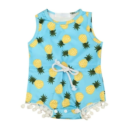 

Girls and Toddlers Romper Polke Dots Printed Sleeveless Summer Pineapple Tassel Ball Male And Female Triangle Coveralls Dailywear Activewear Cozy Elegant Jumpsuits