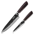 thumbnail image 2 of Hecef 2-Piece Kitchen Knife Set, 8-Inch Chef Knife & 5-Inch Utility Knife, 9Cr18Mov High Carbon Stainless Steel, Hammered Clad Blade with Pakkawood Handle, Razor Sharp Cooking Knives, 2 of 9