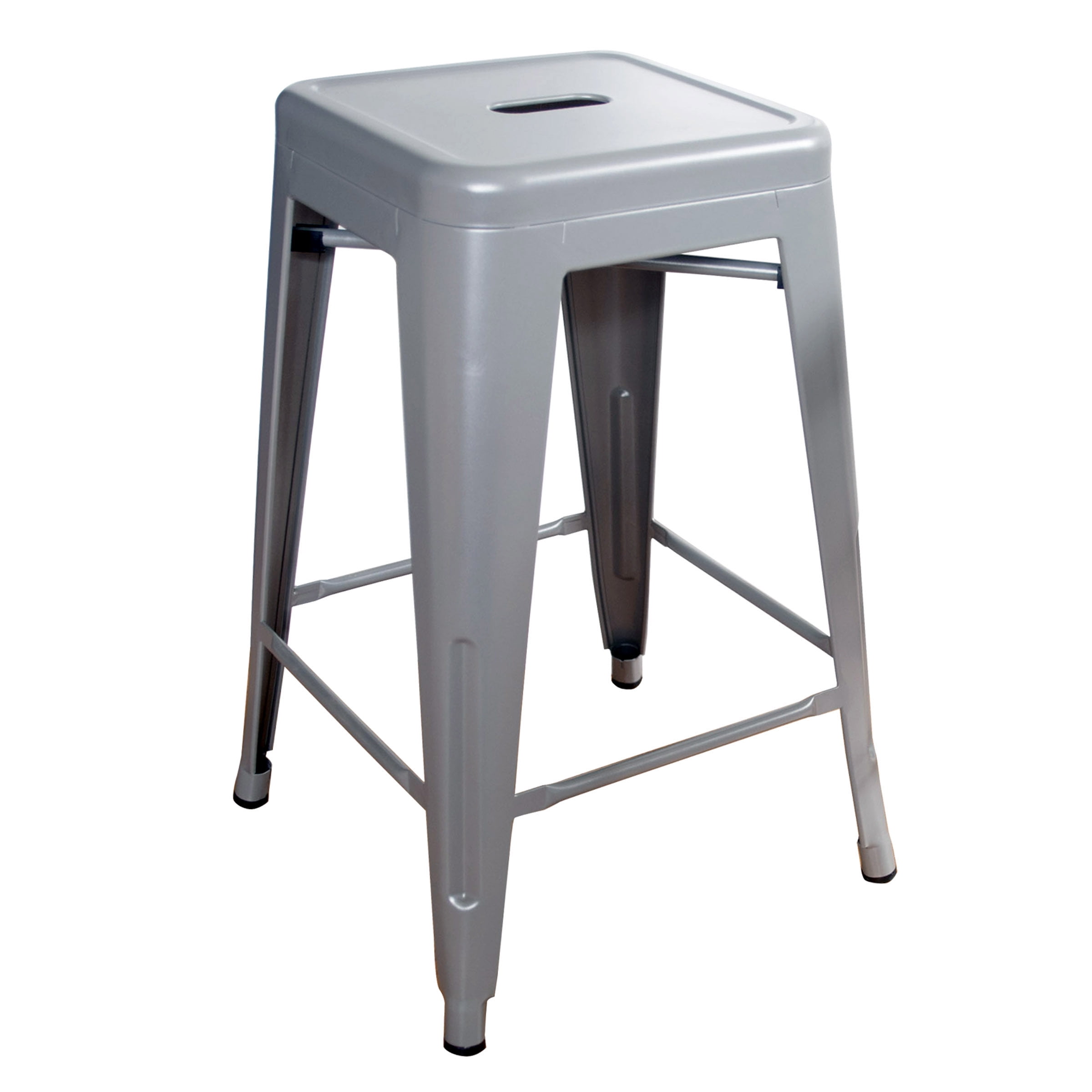 AmeriHome 2 Piece 24-inch Silver Finish Metal Backless Bar Stools