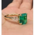 thumbnail image 3 of Hitanshu Jewels Green Cubic Zirconia Asscher Cut Women's 3-Stone Band Ring 14k Yellow Gold Plated, 3 of 6