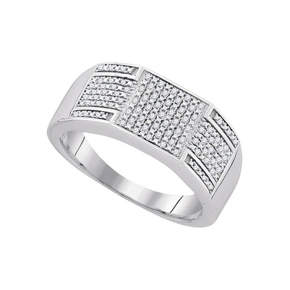 Sterling Silver Mens Round Diamond Square Cluster Ring 1/4 Cttw