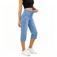 thumbnail image 2 of Guieoi Jeans for Women Plus Size 2026 Trendy Stretch-Waist Pocketed 7/8-Length Stretchy Denim Pants Trousers Clothing Blue XXXL, 2 of 7