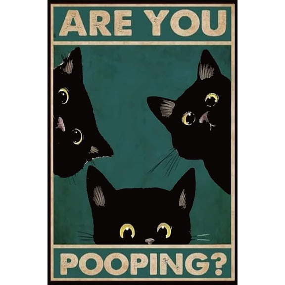 Aluminum Sign Black Cat Are You Pooping Signs Vintage Signs Wall Decor Metal Signs Retro for Home Bathroom Kitchen 8x12 Inches