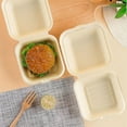 thumbnail image 4 of Scheam 20 Pcs Disposable Take Out Containers Biodegradable Paper Pulp Cake Packing Box Portable Clamshell Food Container Square Compostable Tray with Lid for Lunch Picnic Party (Beige), 4 of 7