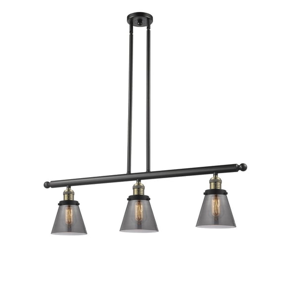 Innovations 213-BAB-G63-LED Small Cone 3 Light Island Light part of the Franklin Restoration Collection, Black Antique Brass