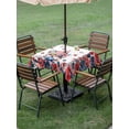 thumbnail image 4 of Outdoor Tablecloths with Umbrella Hole & Zipper, Independence Day 54x54 Inch Square Tablecloths, Gnomes American Flag Red Blue Flowers Waterproof Table Cloth, Patio/Pool/Picnic Table Covers, 4 of 8