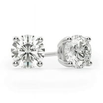 Queen Jewelery White Diamond Stud Earrings, 1.0 Ct, 925 Sterling Silver