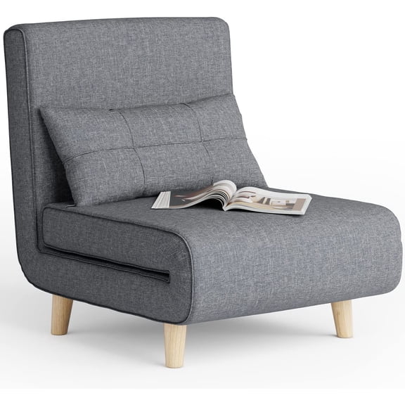 3 in 1 Sleeper Chair Bed, Convertible Futon Sofa for Office, Dark Gray | Convertible Chair Bed Futon Sofa with Adjustable Backrest, Accent Chair for Apartment/Bedroom/Office