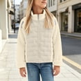 thumbnail image 2 of CPNG Girls Fleece Quilted Jacket Solid Color Stand Collar Full Zip Long Sleeve Jacket Spring Autumn Winter Lightweight Warm Outdoor Casual Coat, 2 of 8